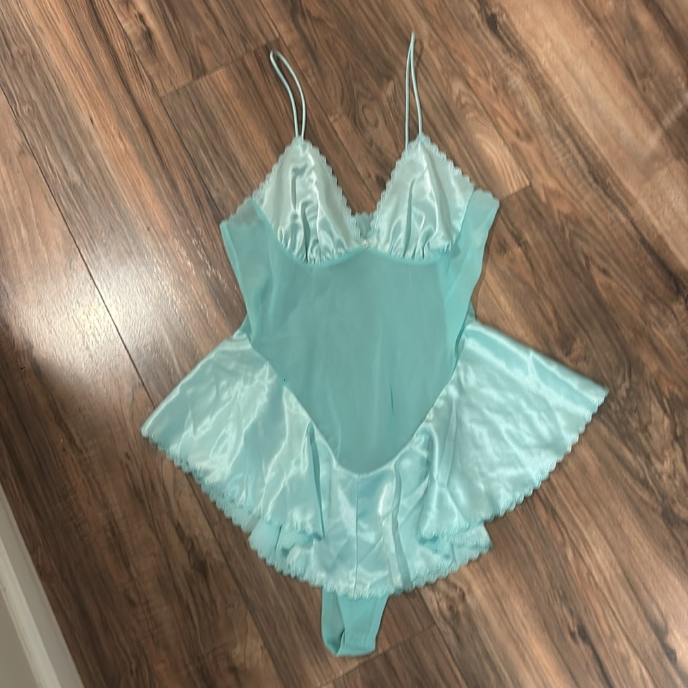 Vintage Blue Teddy Lingerie Large Sheer Sexy Something Bride Lrg Teddie Nighty